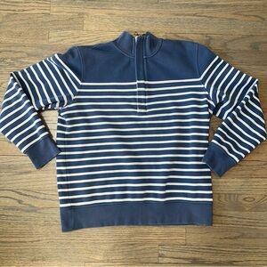 Brooks Brothers Half-Zip Sweatshirt Mariner Blue and White Stripe Men’s Large
